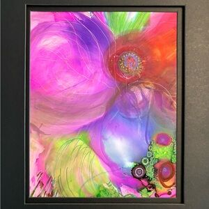 Vibrant Abstract Art original 9x12  “through the mist” mixed media